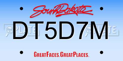 DT5D7M South Dakota License Plate