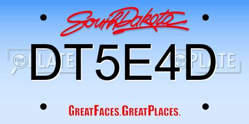 DT5E4D South Dakota License Plate