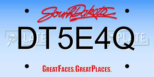 DT5E4Q South Dakota License Plate