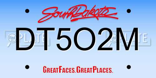 DT5O2M South Dakota License Plate