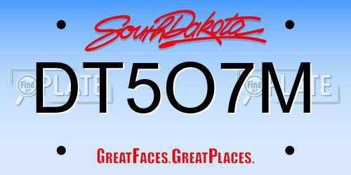 DT5O7M South Dakota License Plate