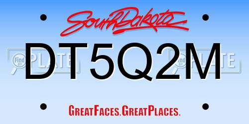 DT5Q2M South Dakota License Plate