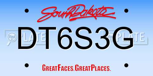 DT6S3G South Dakota License Plate