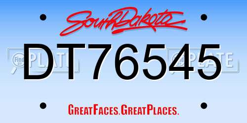 DT76545 South Dakota License Plate