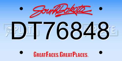 DT76848 South Dakota License Plate