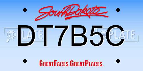 DT7B5C South Dakota License Plate