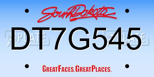 DT7G545 South Dakota License Plate