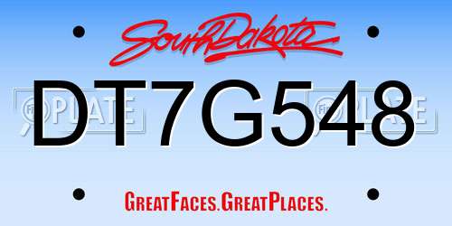 DT7G548 South Dakota License Plate
