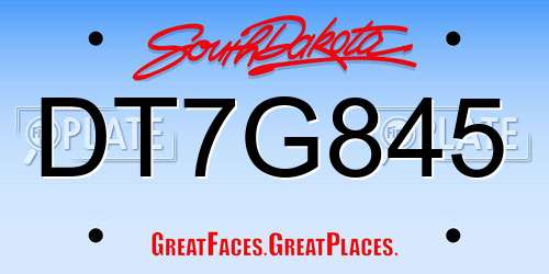DT7G845 South Dakota License Plate