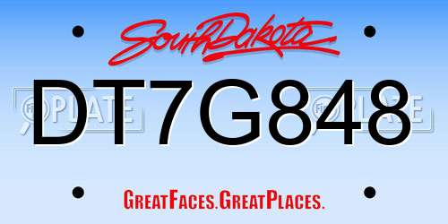 DT7G848 South Dakota License Plate