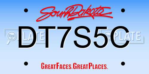DT7S5C South Dakota License Plate