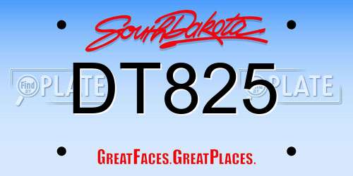 DT825 South Dakota License Plate