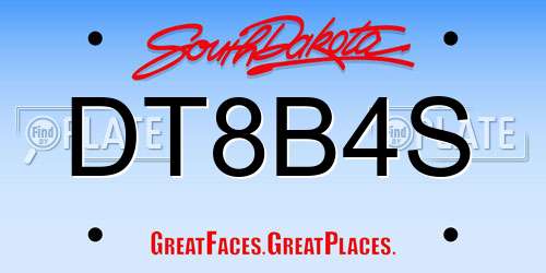 DT8B4S South Dakota License Plate