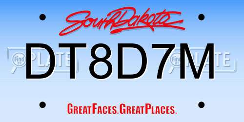 DT8D7M South Dakota License Plate