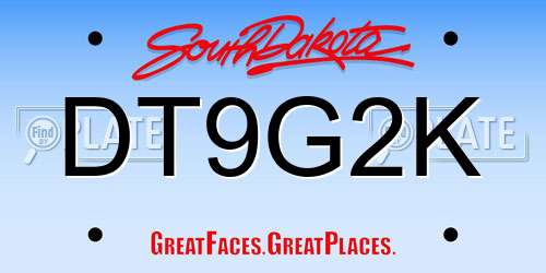 DT9G2K South Dakota License Plate