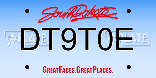 DT9T0E South Dakota License Plate