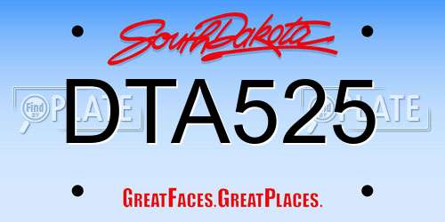 DTA525 South Dakota License Plate
