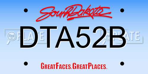 DTA52B South Dakota License Plate