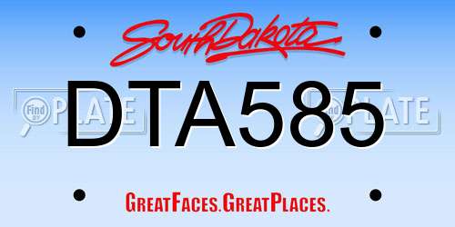 DTA585 South Dakota License Plate