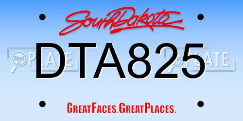 DTA825 South Dakota License Plate