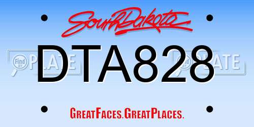 DTA828 South Dakota License Plate