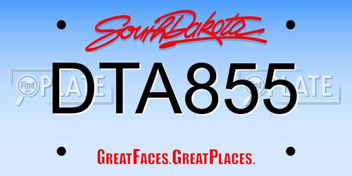 DTA855 South Dakota License Plate