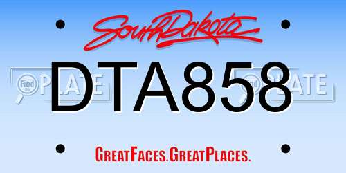 DTA858 South Dakota License Plate
