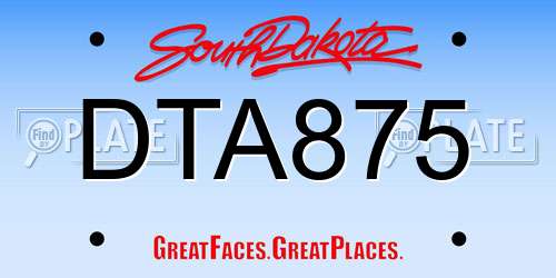 DTA875 South Dakota License Plate