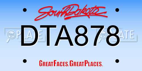 DTA878 South Dakota License Plate