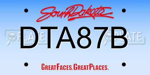 DTA87B South Dakota License Plate