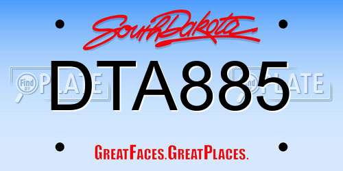DTA885 South Dakota License Plate