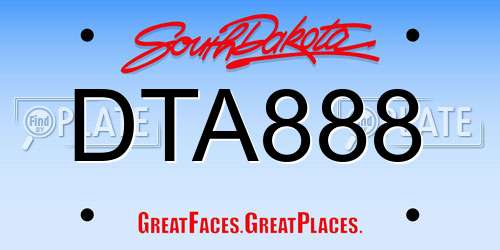 DTA888 South Dakota License Plate