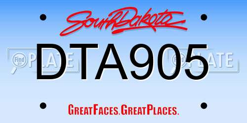 DTA905 South Dakota License Plate