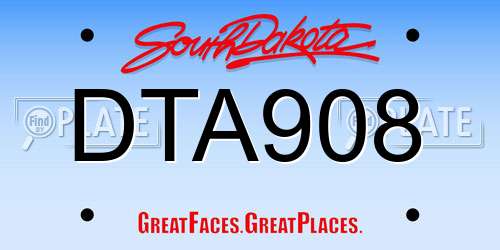 DTA908 South Dakota License Plate