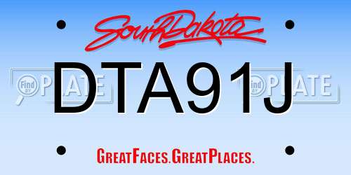 DTA91J South Dakota License Plate