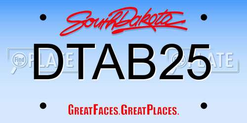 DTAB25 South Dakota License Plate
