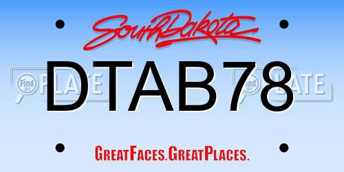 DTAB78 South Dakota License Plate