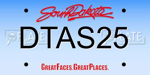 DTAS25 South Dakota License Plate