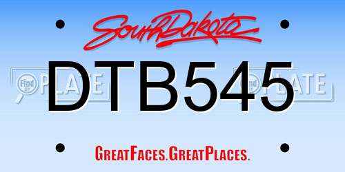 DTB545 South Dakota License Plate