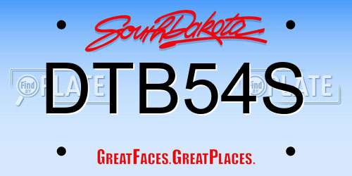 DTB54S South Dakota License Plate