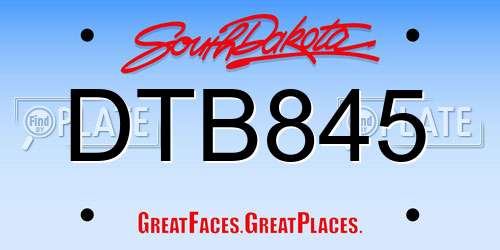 DTB845 South Dakota License Plate
