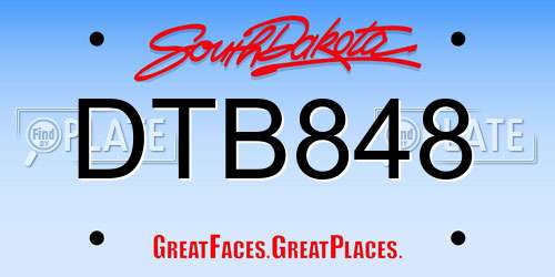DTB848 South Dakota License Plate