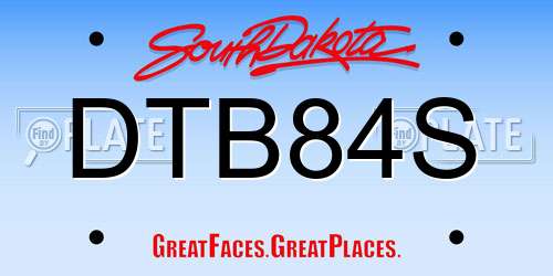 DTB84S South Dakota License Plate