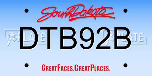 DTB92B South Dakota License Plate