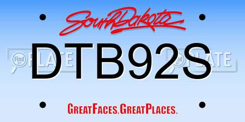 DTB92S South Dakota License Plate