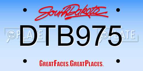 DTB975 South Dakota License Plate