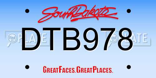 DTB978 South Dakota License Plate