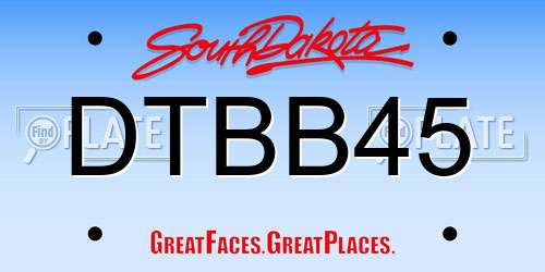 DTBB45 South Dakota License Plate