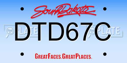 DTD67C South Dakota License Plate