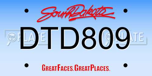 DTD809 South Dakota License Plate